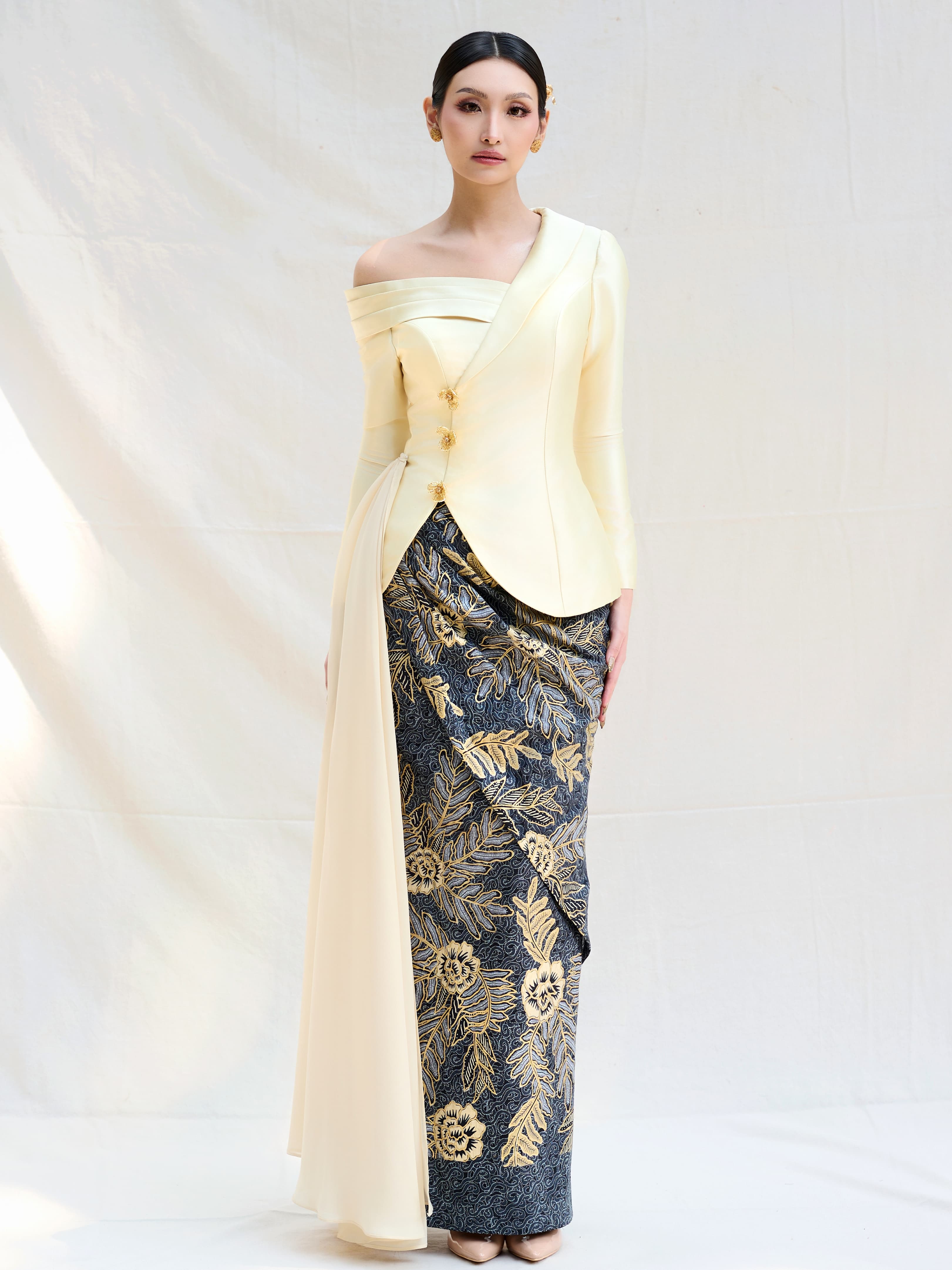 Asymmetrical Butter Yellow Kebaya