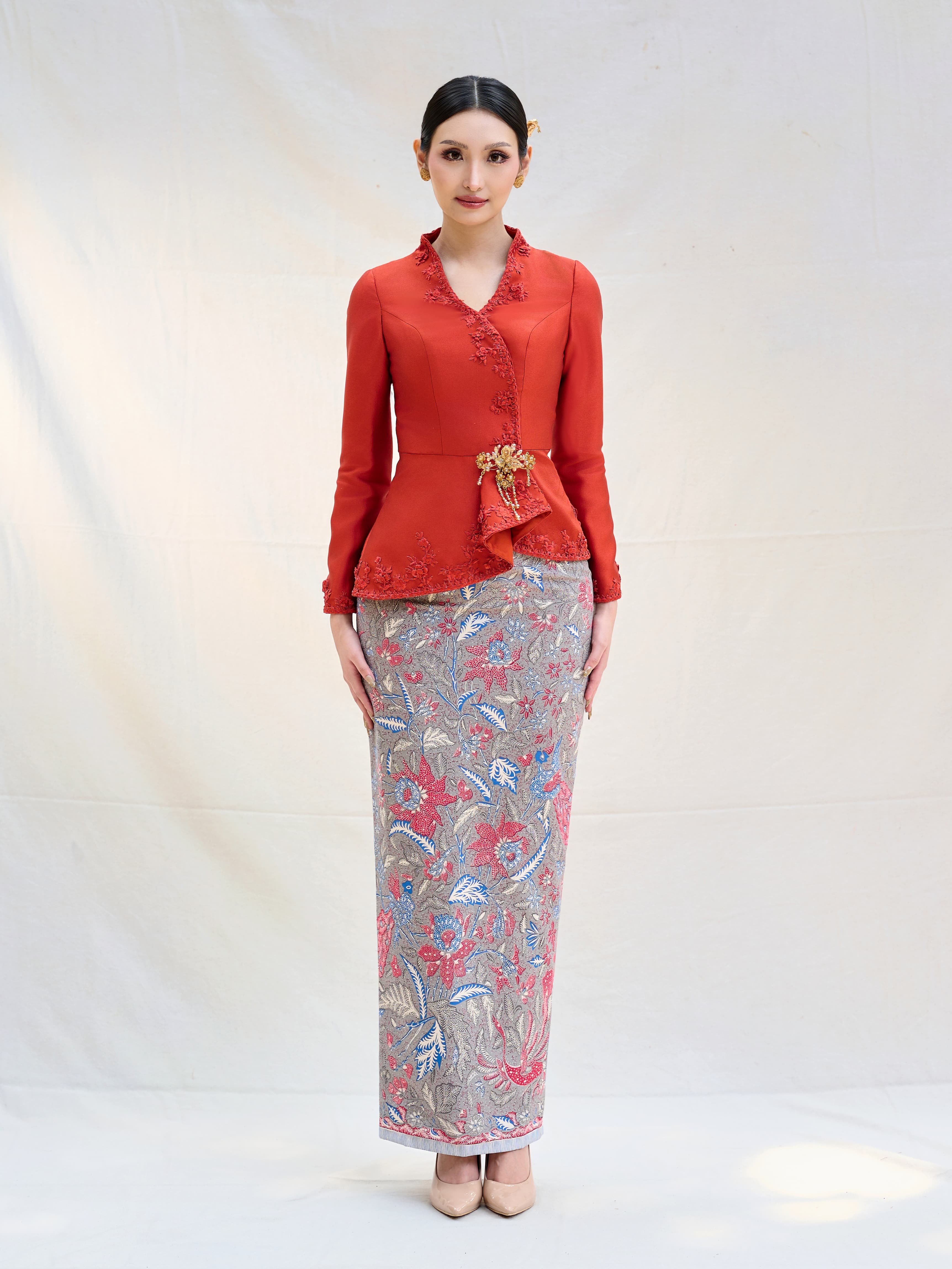 Terracotta Blossom Kebaya