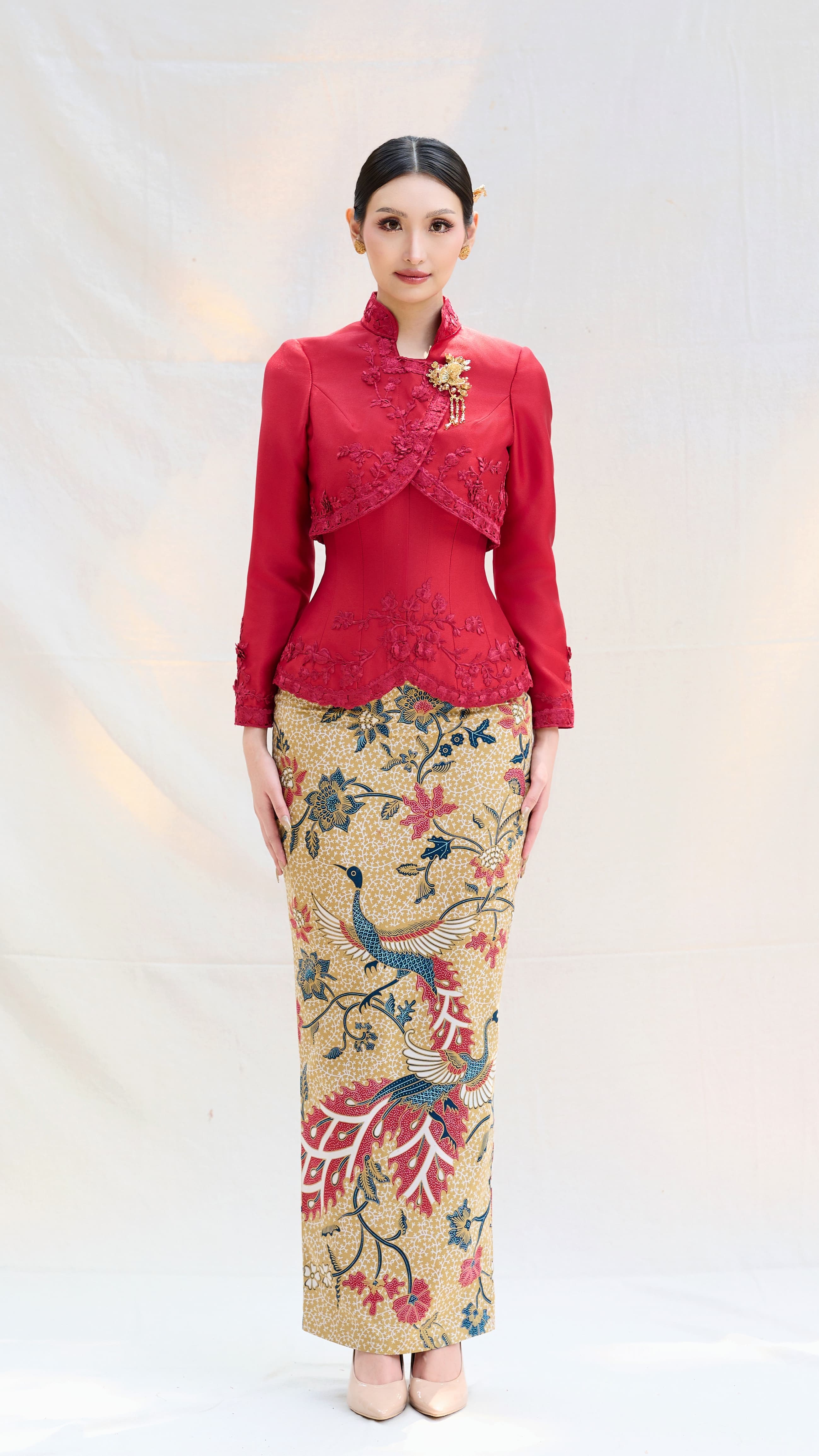 Burgundy Damask Kebaya